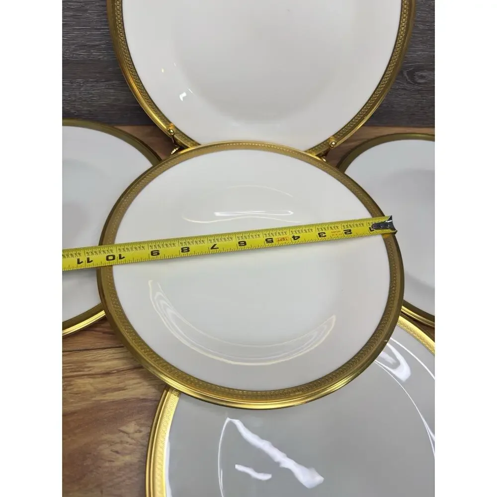 Lenox Aristocrat Gold Encrusted 10-5/8” Dinner Plates Set Of 5